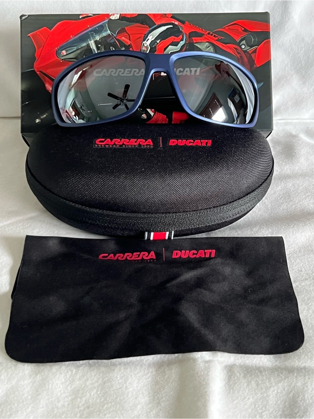 Carrera x Ducati CARDUC 002/S TZQ/T4 Sunglasses NWT Full Set Case Box Blue Met